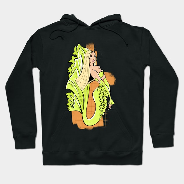 Blonde neon green mermaid Hoodie by Vikki.Look